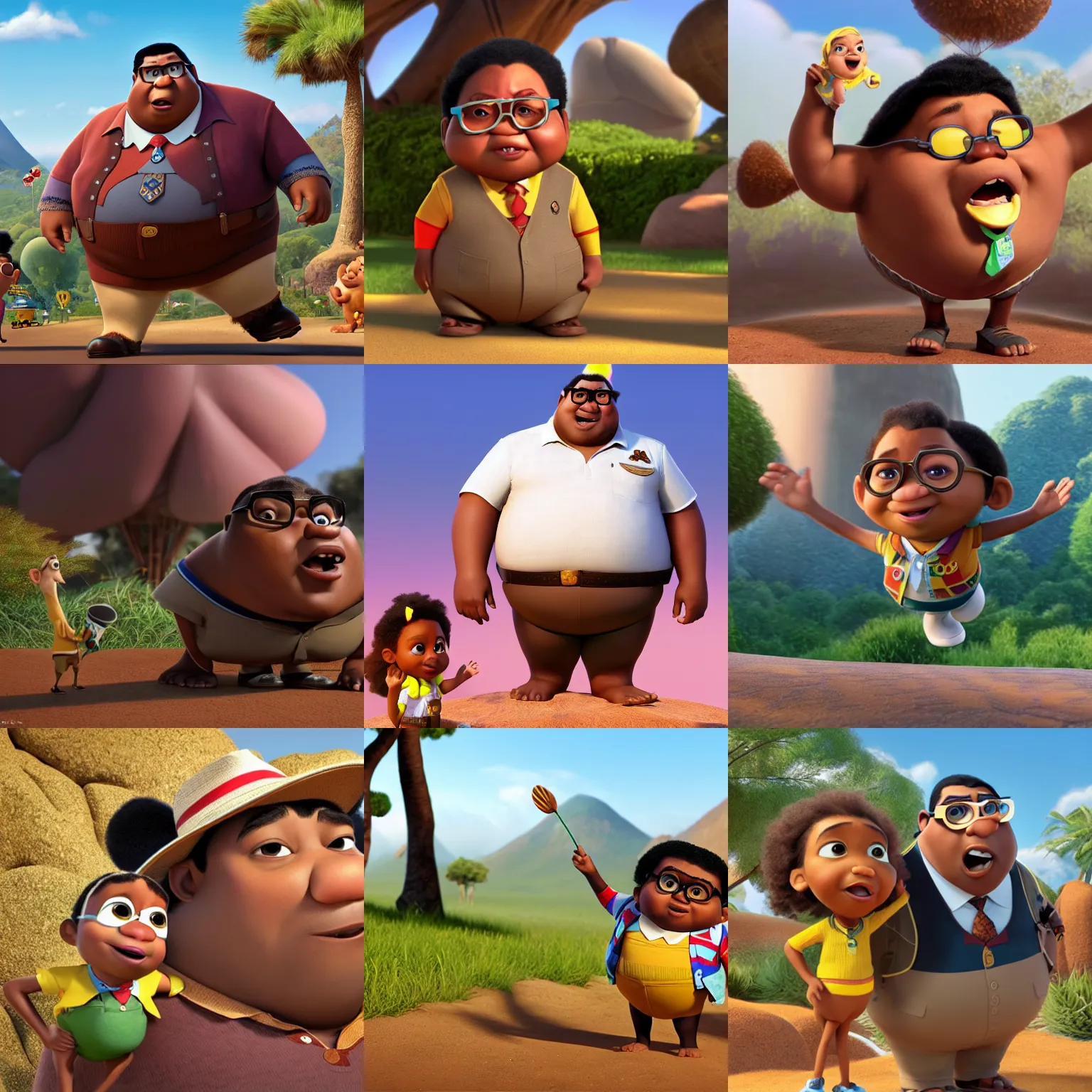 Prompt: jacob bzuma as a pixar disney character from up ( 2 0 0 9 ), unreal engine, octane render, 3 d render, photorealistic