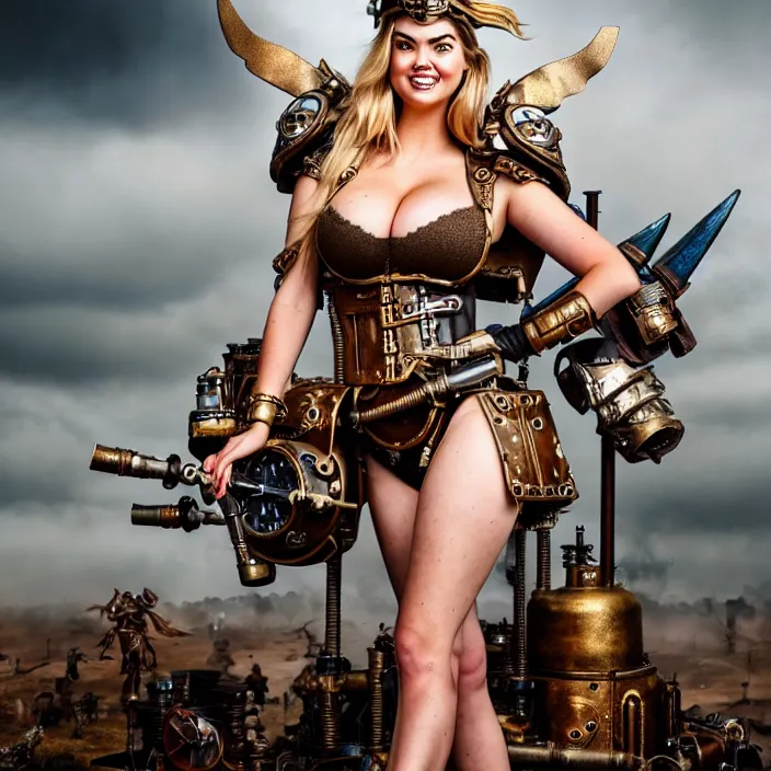 Image similar to full length photo of kate upton as a steampunk valkyrie, highly detailed, 4 k, hdr, smooth, sharp focus, high resolution, award - winning photo