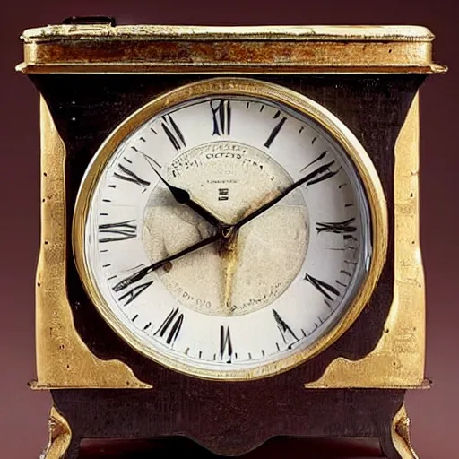 Prompt: an alarm clock from the 1800s that is made of human teeth