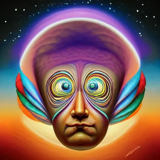 Image similar to psychedelic astronaut attaining enlightenment in the style of octavio ocampo naoto hattori, cg society, trending on artstation, award winning