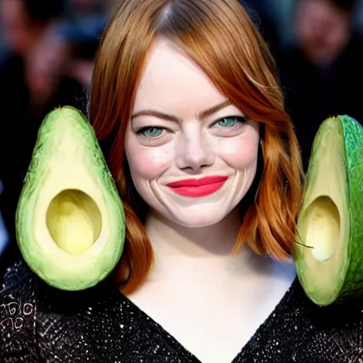 Image similar to emma stone as avocado