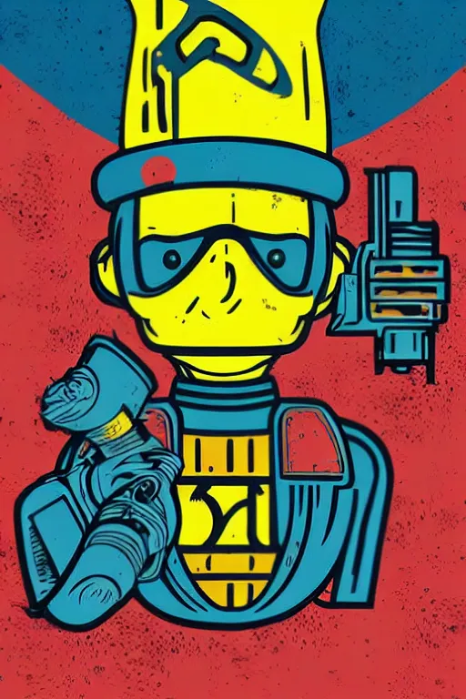 Image similar to fallout 7 6 retro futurist illustration art by butcher billy, sticker, colorful, illustration, highly detailed, simple, smooth and clean vector curves, no jagged lines, vector art, smooth andy warhol style