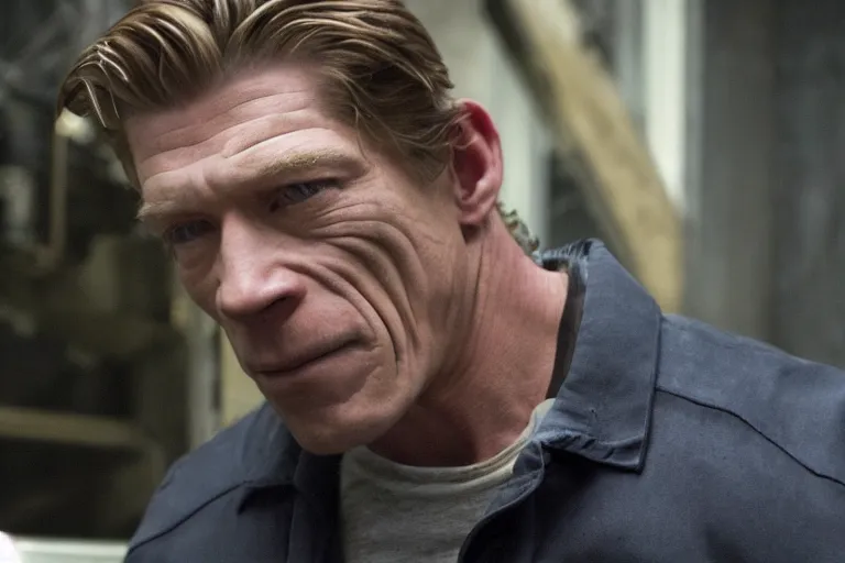 Prompt: film still of Thomas Haden Church as Eddie Brock in Spider-man 3 2007, 4k