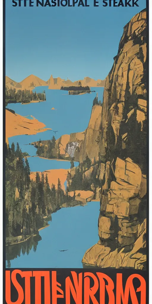 Prompt: a 1970s national park poster advertising Stockholm