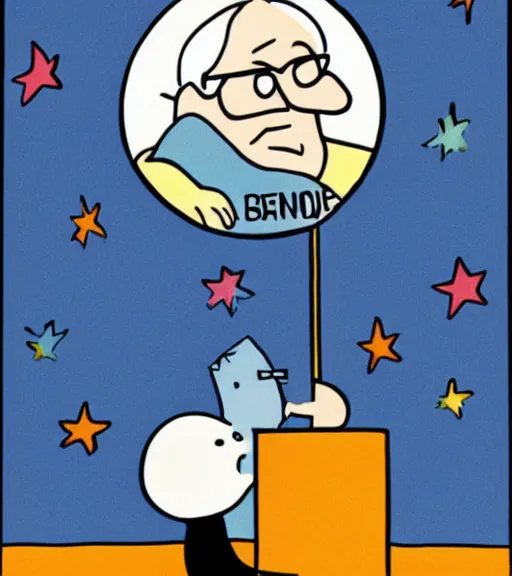 Image similar to Bernie Sanders in Goodnight Moon, illustration