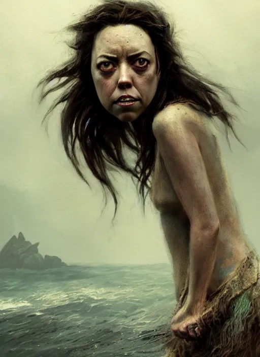 Image similar to aubrey plaza as a sea hag, concept art by james gurney and greg rutkowski, dramatic lighting, ultra hd, hdr, 8 k