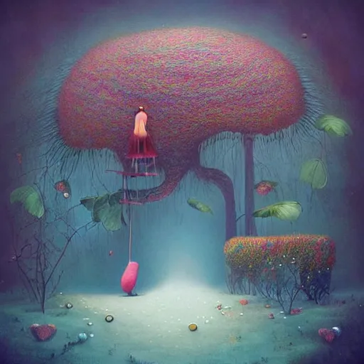 Prompt: surreal hybrid animals, nostalgia for a fairytale, magic realism, flowerpunk, mysterious vivid colors by andy kehoe and amanda clarke en un mundo de Gediminas Pranckevicius