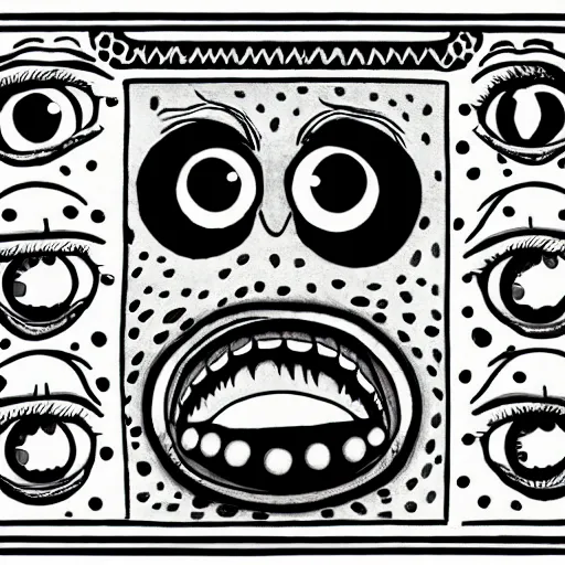 Image similar to a monster with 8 - balls for eyes