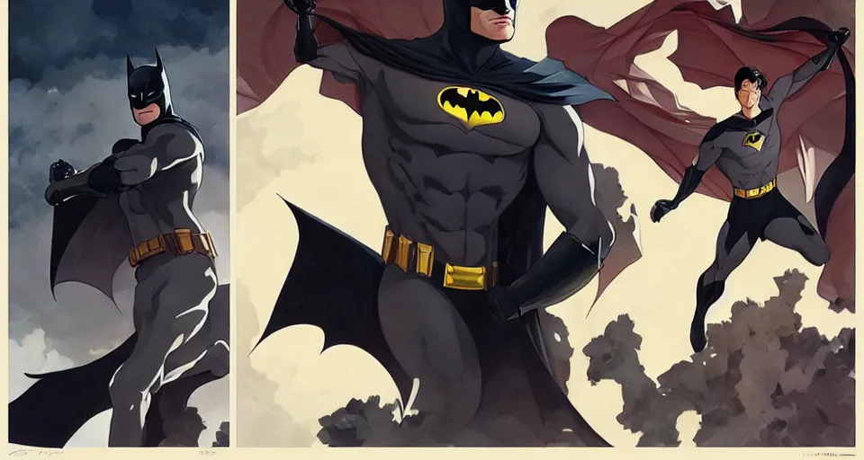 Image similar to batman, in the style of studio ghibli, j. c. leyendecker, greg rutkowski, artgerm