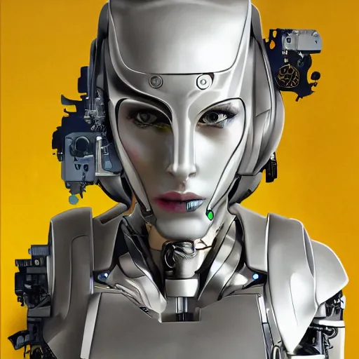 Image similar to beutiful white girl cyborg, alfred kelsner, artstaition, epic composition