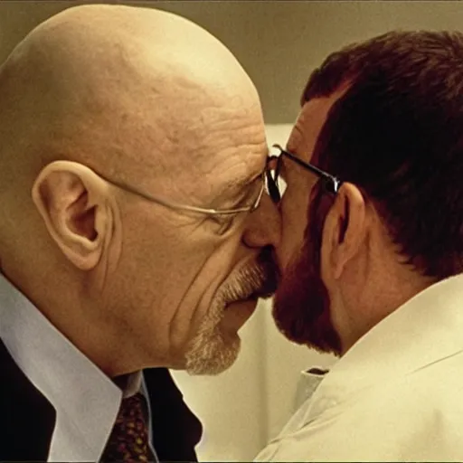 Prompt: mike ehrmantraut kissing walter white