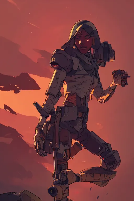 Image similar to i am at war with myself behance hd artstation by jesper ejsing, by rhads, makoto shinkai and lois van baarle, ilya kuvshinov, ossdraws, that looks like it is from borderlands and by feng zhu and loish and laurie greasley, victo ngai, andreas rocha