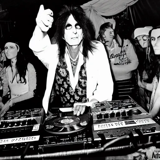 Prompt: alice cooper on the dj decks