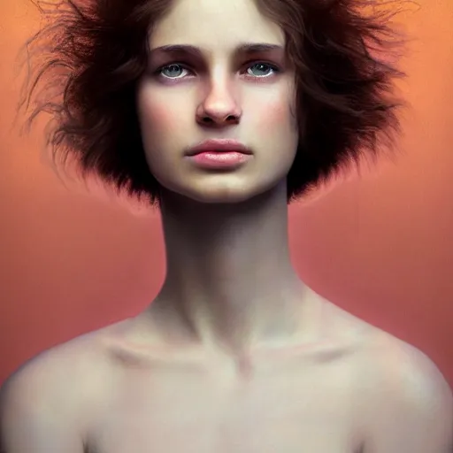 Image similar to photo portrait of a beautiful emotional female in soft light, symmetrical, centered, by edward robert hughes, annie leibovitz and steve mccurry, david lazar, jimmy nelsson, breathtaking, 8 k resolution, extremely detailed, beautiful, establishing shot, artistic, hyperrealistic, beautiful face, octane render