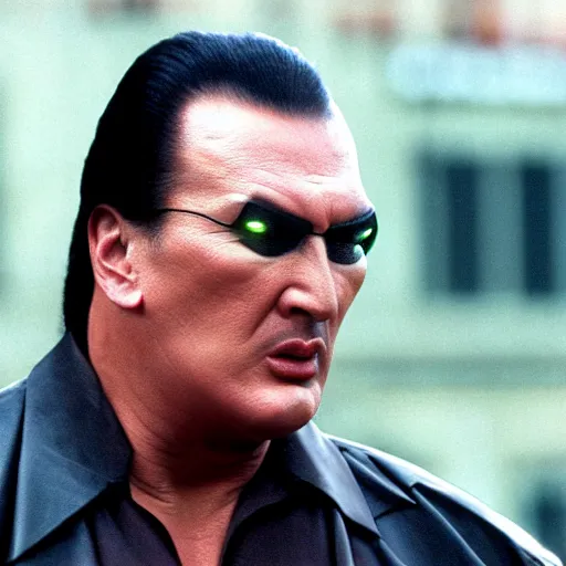 Prompt: film still of Steven seagal as the riddler, cinematic, 8k, realistic