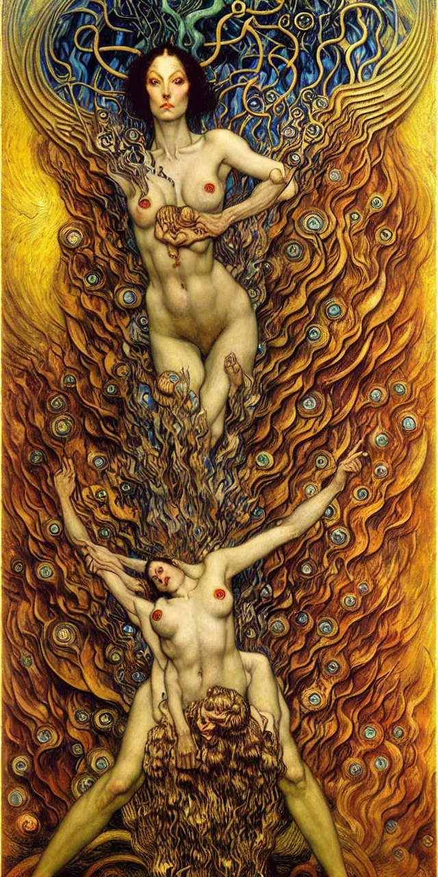 Image similar to Divine Chaos Engine by Karol Bak, Jean Delville, William Blake, Gustav Klimt, and Vincent Van Gogh, symbolist, visionary