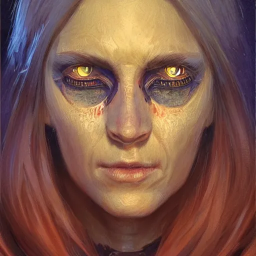 Image similar to realistic d & d fantasy cultist with glowing eyes, closeup portrait art by donato giancola and greg rutkowski, vintage retro, realistic face, digital art, trending on artstation, symmetry!!