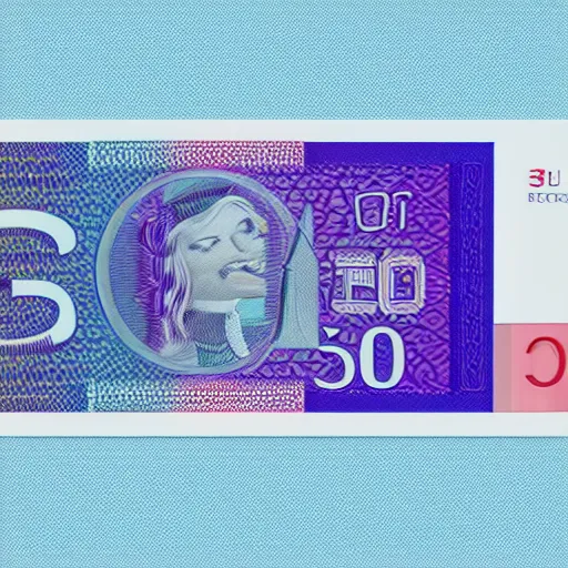 Prompt: concept design 5 0 € note for the year 2 0 3 3