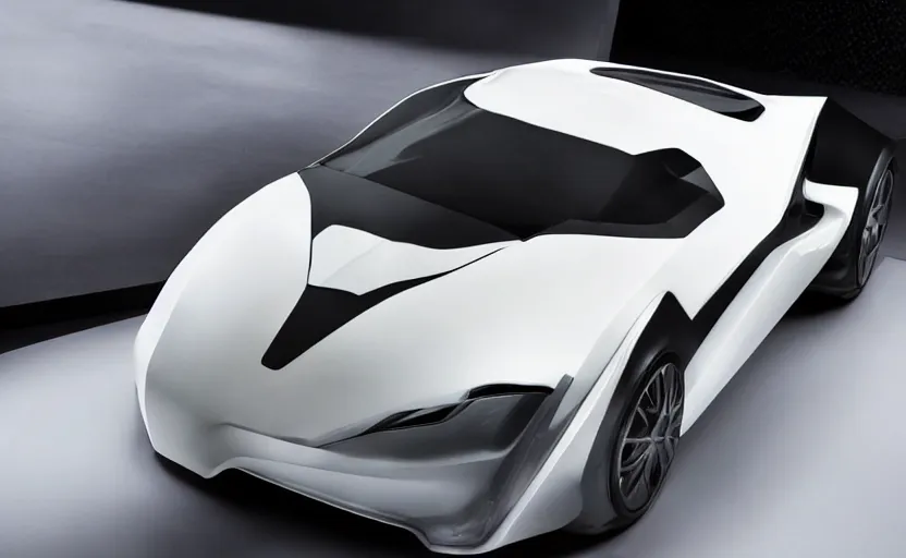 Prompt: an alabaster futuristic sports car