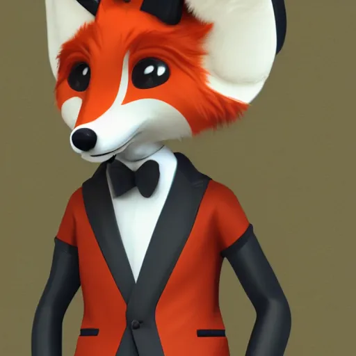 Prompt: anthropomorphic furry fox wearing a tuxedo stands on a train station ,detailed, Artstation