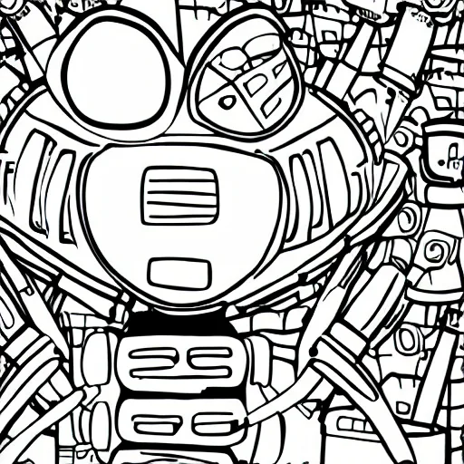 Image similar to simple digital pen illustration of a cute robot. thick lines