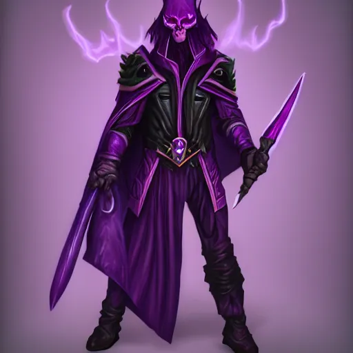Image similar to purple evil wizard, trending on artstation