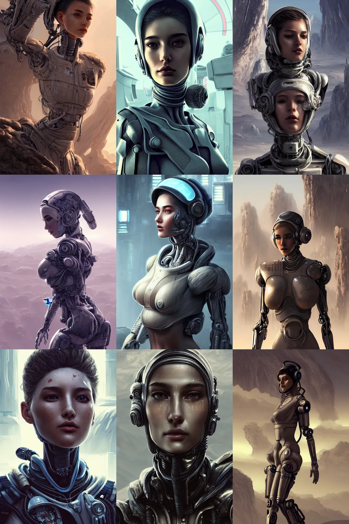 Prompt: ultra realistic style illustration, beautiful alluring nasa synthetic human in an apocalyptic ancient wasteland, gorgeous face and figure, cyberpunk, sci - fi, fantasy, intricate, elegant, highly detailed, digital painting, artstation, concept art, smooth, sharp focus, illustration, art by mansik yang and rashed alakroka and hajime sorayamas and wlop