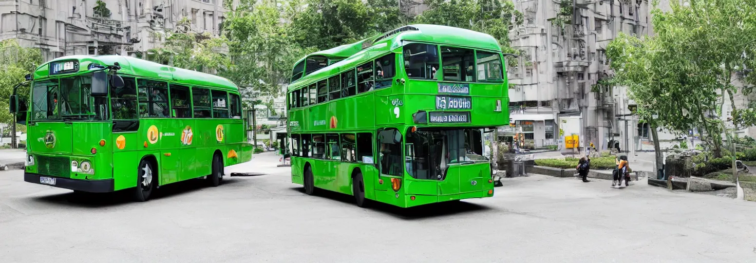 Image similar to a green bus with two levels - h 5 0 0