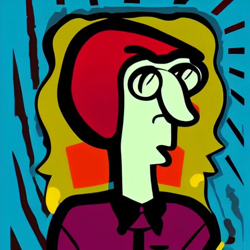 Image similar to handsome squidward portrait, polish poster style, pop art, male, male portrait, vivid colors