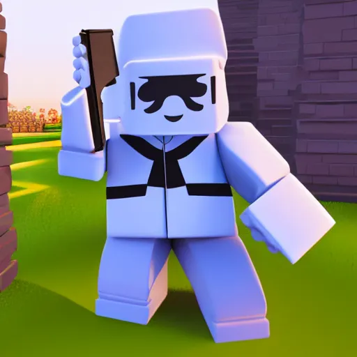 Prompt: roblox character holding a glock