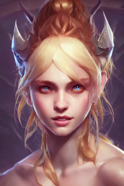 Image similar to league of legends portrait, au naturel, hyper detailed, digital art, trending in artstation, cinematic lighting, studio quality, smooth render, unreal engine 5 rendered, octane rendered, art style by klimt and nixeu and ian sprigger and wlop and krenz cushart.