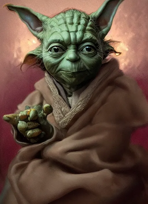 Image similar to a highly detailed portrait of Yoda on a bad drug trip, drugs and alcohol littered everywhere, dizzy, trippy, artstation, cgsociety, very detailed, intricate, detailed illustration, by artgerm and greg rutkowski and alphonse mucha, sharp, smooth, masterpiece