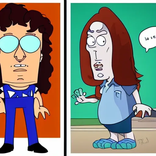 Image similar to weird al in the art style of american dad, cartoon