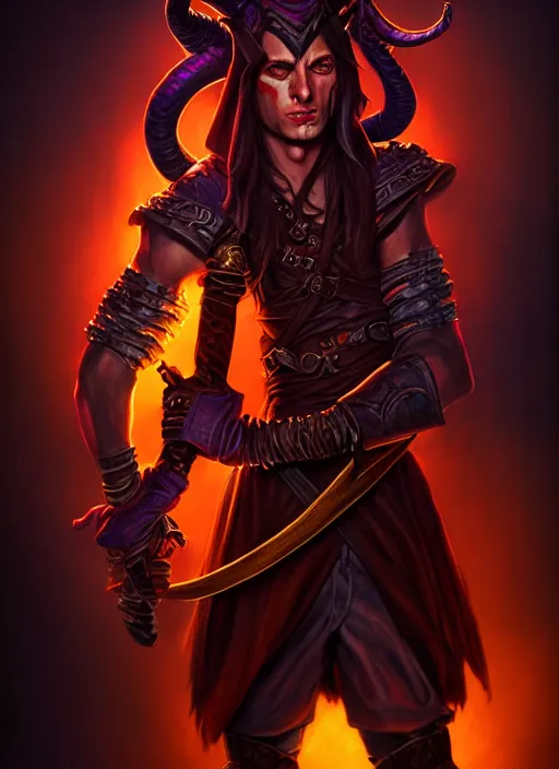 Image similar to tiefling bard, full body, hyper realistic, extremely detailed, dnd character art portrait, dark fantasy art, intricate fantasy painting, dramatic lighting, vivid colors, deviantart, artstation, by sarah stone.