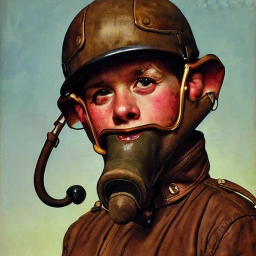 Image similar to An Elephant 1940's Aviator portrait, art by Norman Rockwell