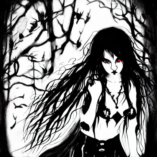 Image similar to illustration saria as black metal fan