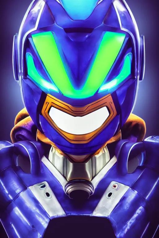 Image similar to robot ninja mask helmet megaman x zero rockman 2 0 2 2 switch game boss legacy collection fanart artsation hyper realistic, octane render clouds, neon colors, bright lights, avatar movie style blue color, 3 2 k image, avatar movie with what if marvel style animation, xel - shaded animation style