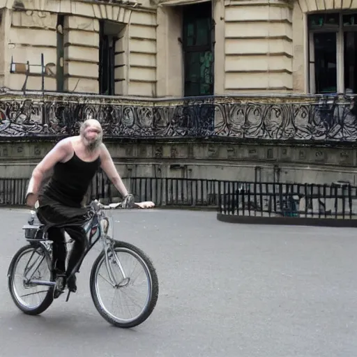 Image similar to cthulhu riding a bike in paris