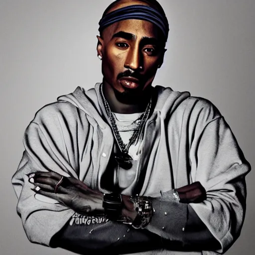 Prompt: Tupac Shakur in 2022,modern photo,taken on iPhone 14 pro,detailed