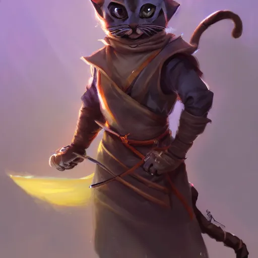 Prompt: anthropomorphic cat ninja, ninja outfit, cute and adorable, dnd character art portrait, matte fantasy painting, deviantart artstation, by jason felix by steve argyle by tyler jacobson by peter mohrbacher, cinematic lighting