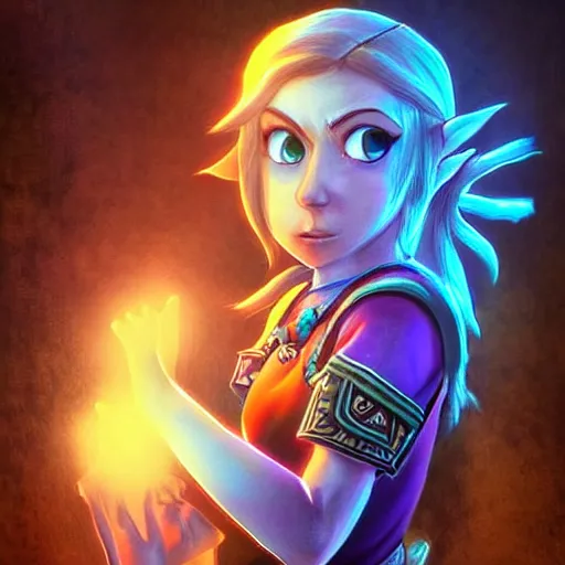 Prompt: digital art of zelda, beautiful lighting.