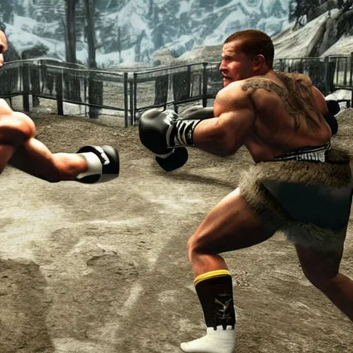 Prompt: john cena in skyrim, boxing ring