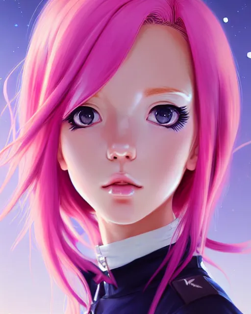 Prompt: portrait Anime pink haired space cadet girl Anna Lee Fisher anime cute-fine-face, pretty face, realistic shaded Perfect face, fine details. Anime. realistic shaded lighting by Ilya Kuvshinov Giuseppe Dangelico Pino and Michael Garmash and Rob Rey, IAMAG premiere, aaaa achievement collection, elegant freckles, fabulous, daily deviation, annual award winner