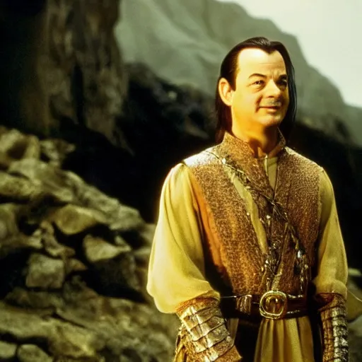 Image similar to bill murray plays elrond in lord of the rings, film still, promotional shot