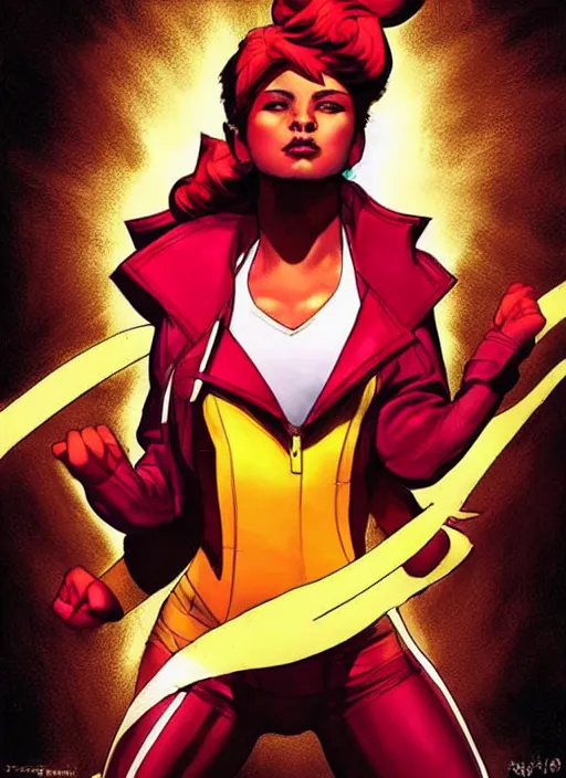 Prompt: jubilee from x-men, high contrast, concept art, dramatic lighting, portrait, facing forward, face in focus, art by Jim Lee-i