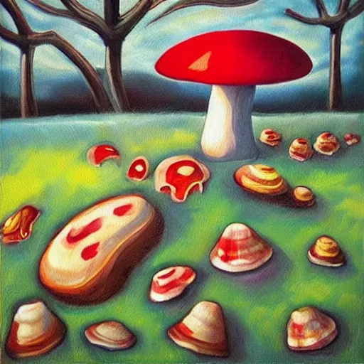 Prompt: “⛺️🍄 oil panting”