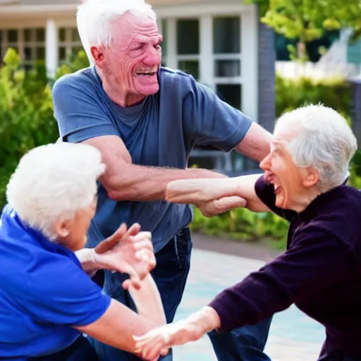 Prompt: fight at a retirement home