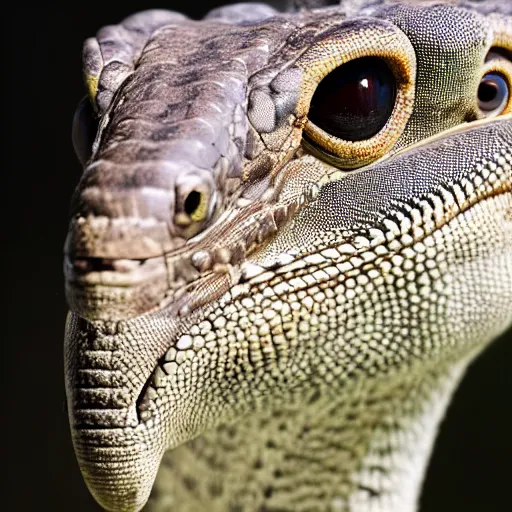 Prompt: close up of a velicoraptor goanna face