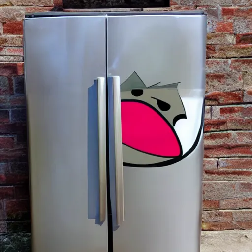 Prompt: an angry refrigerator-n 4