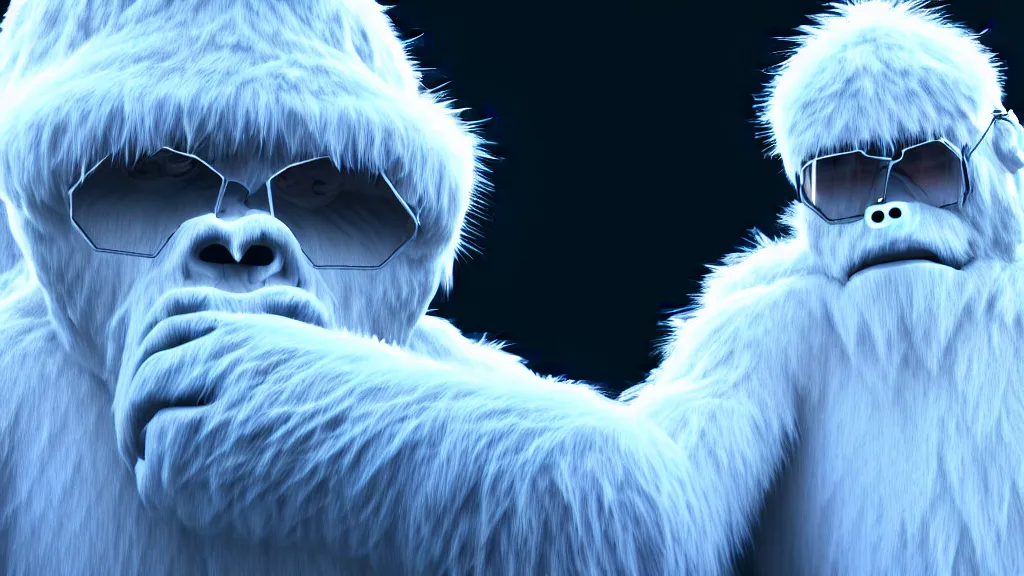 Prompt: a yeti in a scientist coat, 4 k, photorealistic, dramatic lighting